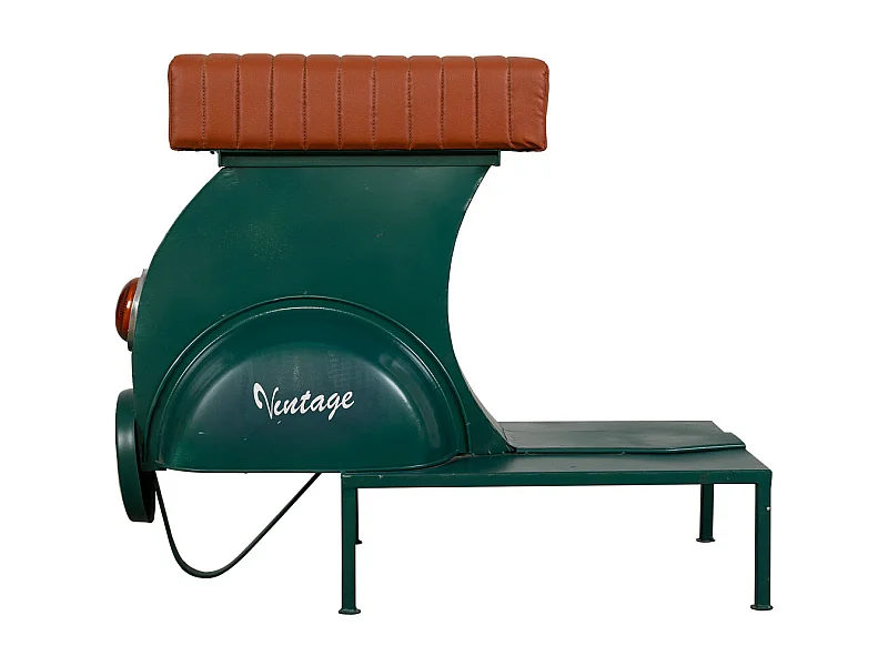 Hocker aus Metall und blauem Leder, 95x50x75h cm