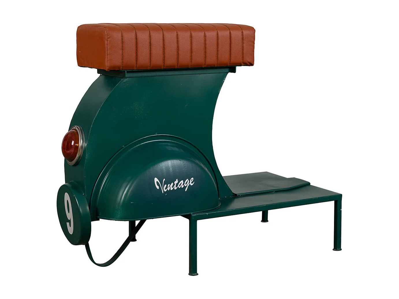 Banqueta em metal e couro azul 95x50x75