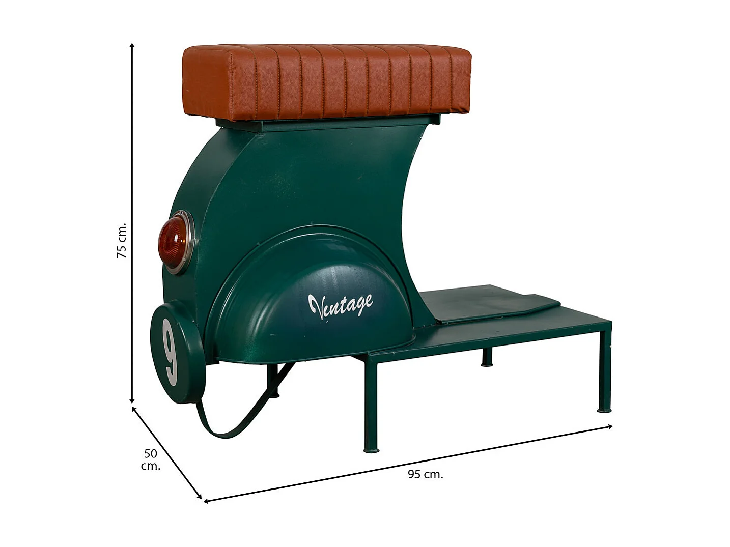 Banqueta em metal e couro azul 95x50x75