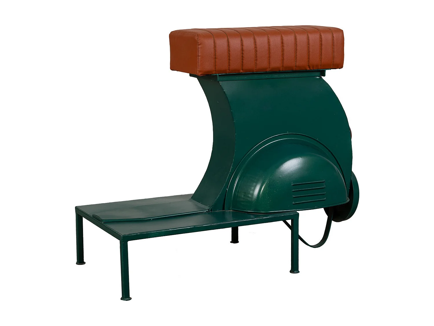 Banqueta em metal e couro azul 95x50x75