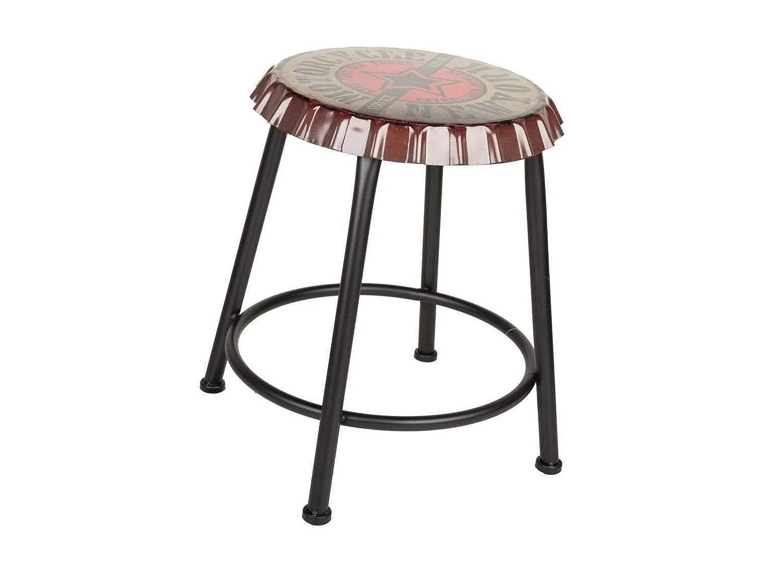 Banqueta redonda de metal preto d35x46h cm