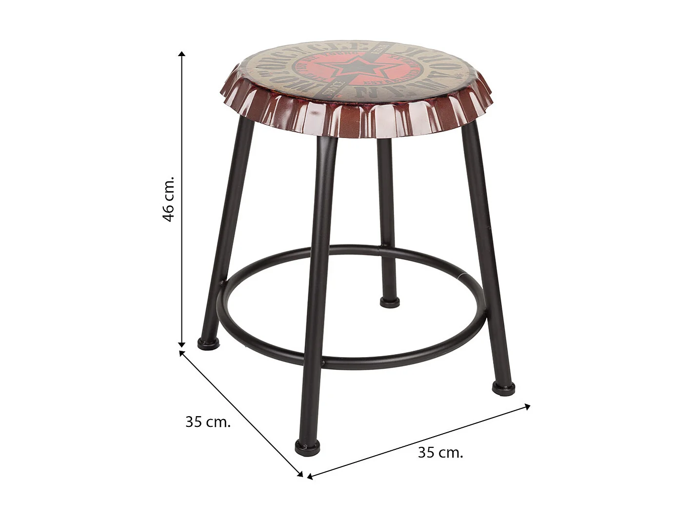 Banqueta redonda de metal preto d35x46h cm