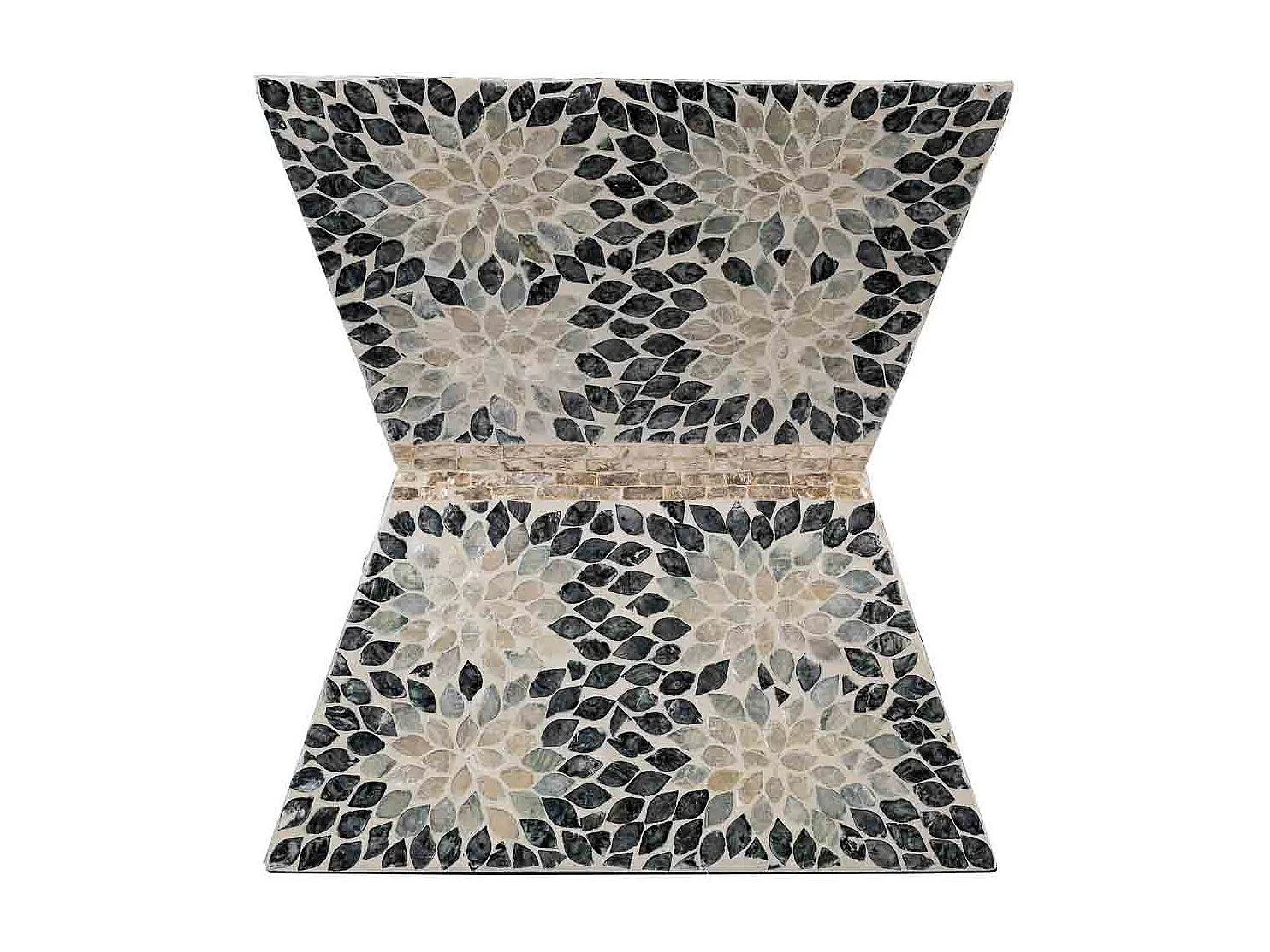 Banqueta de madeira com acabamento em capiz cinza 46x46x48