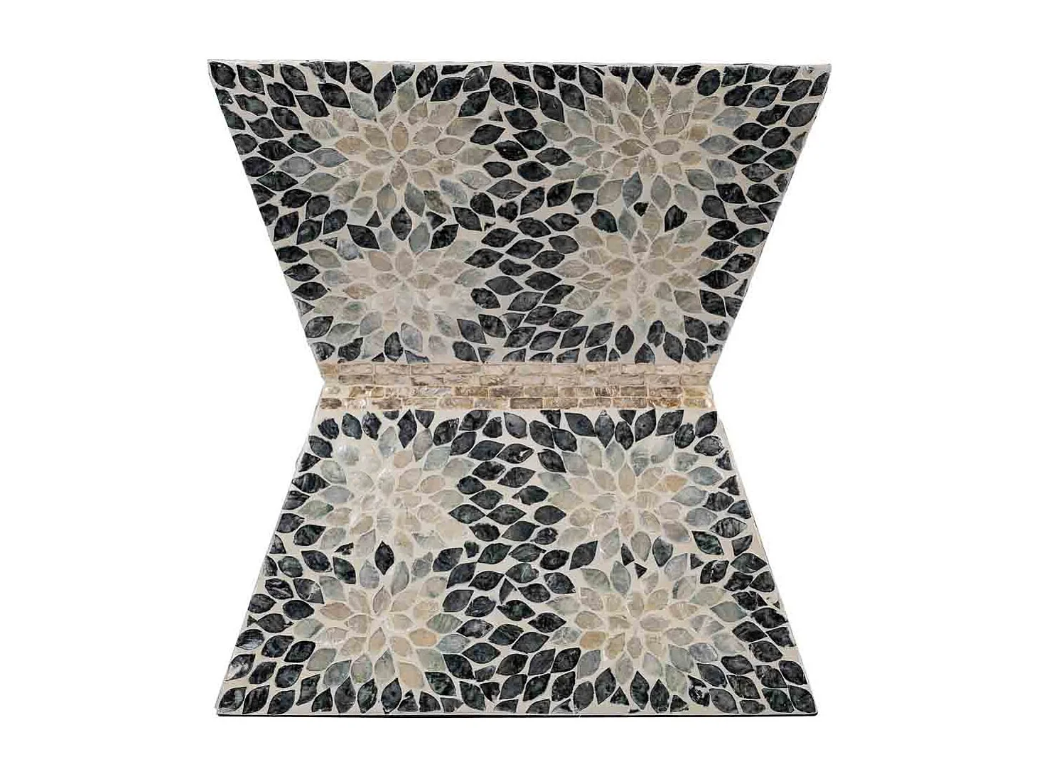 Banqueta de madeira com acabamento em capiz cinza 46x46x48