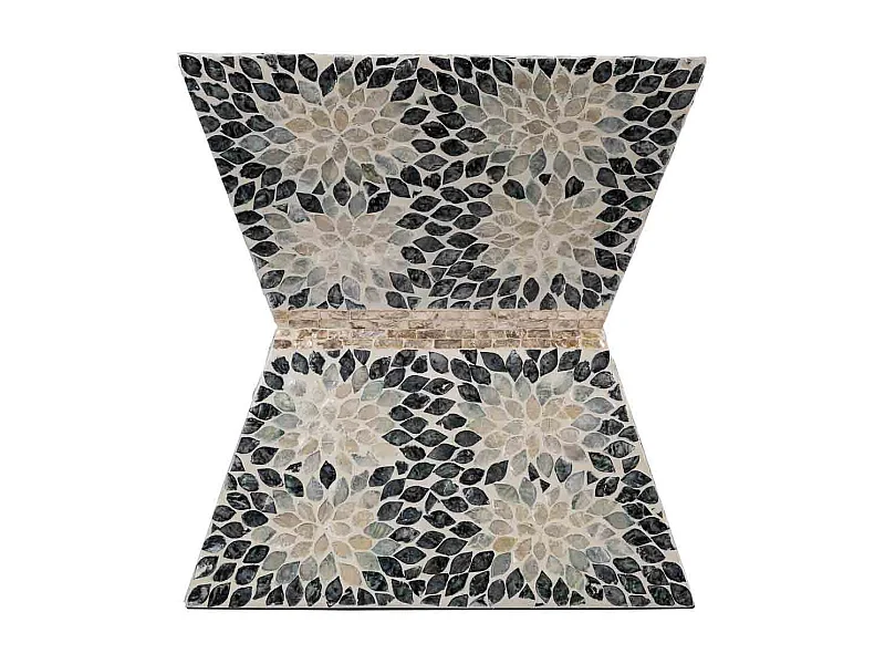 Sgabello in legno rifinito in capiz grigio 46x46x48h