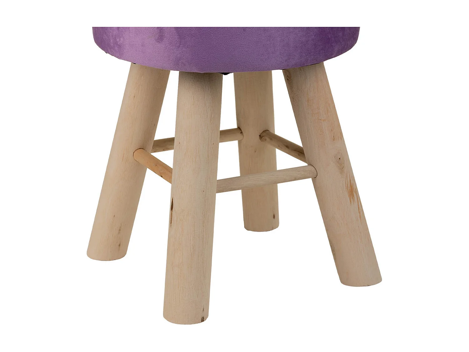 Tabouret en bois et tissu lilas 32x32x44h
