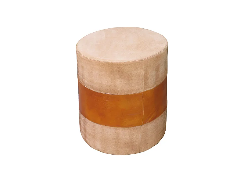 Pufe estofado artesanal marrom 42x42x45