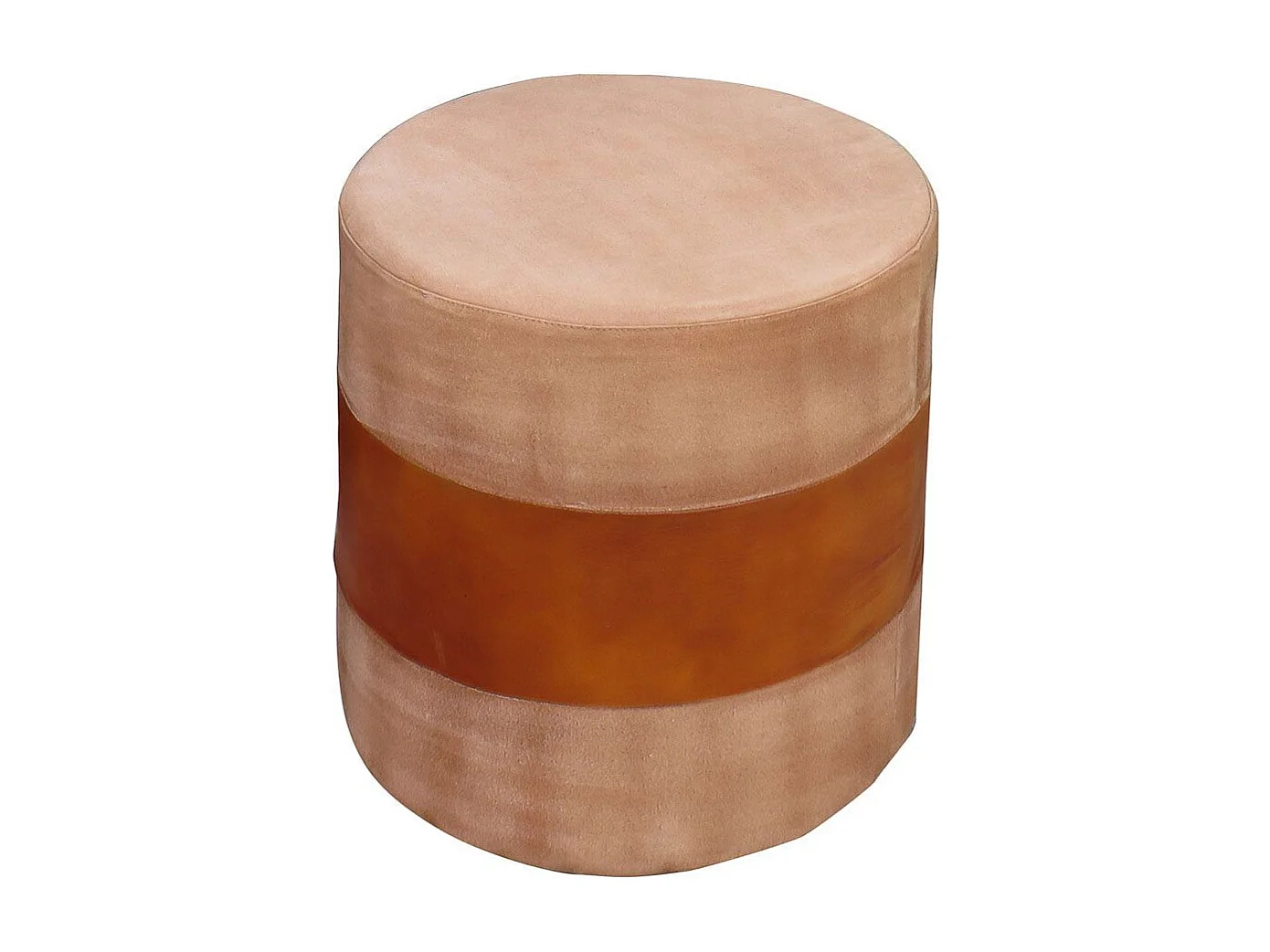 Pouf artisanal en cuir marron 42x42x45h