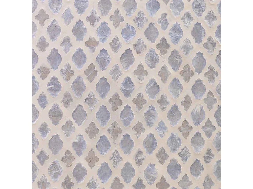 Banco de madeira com capiz bege 35x35x45h cm