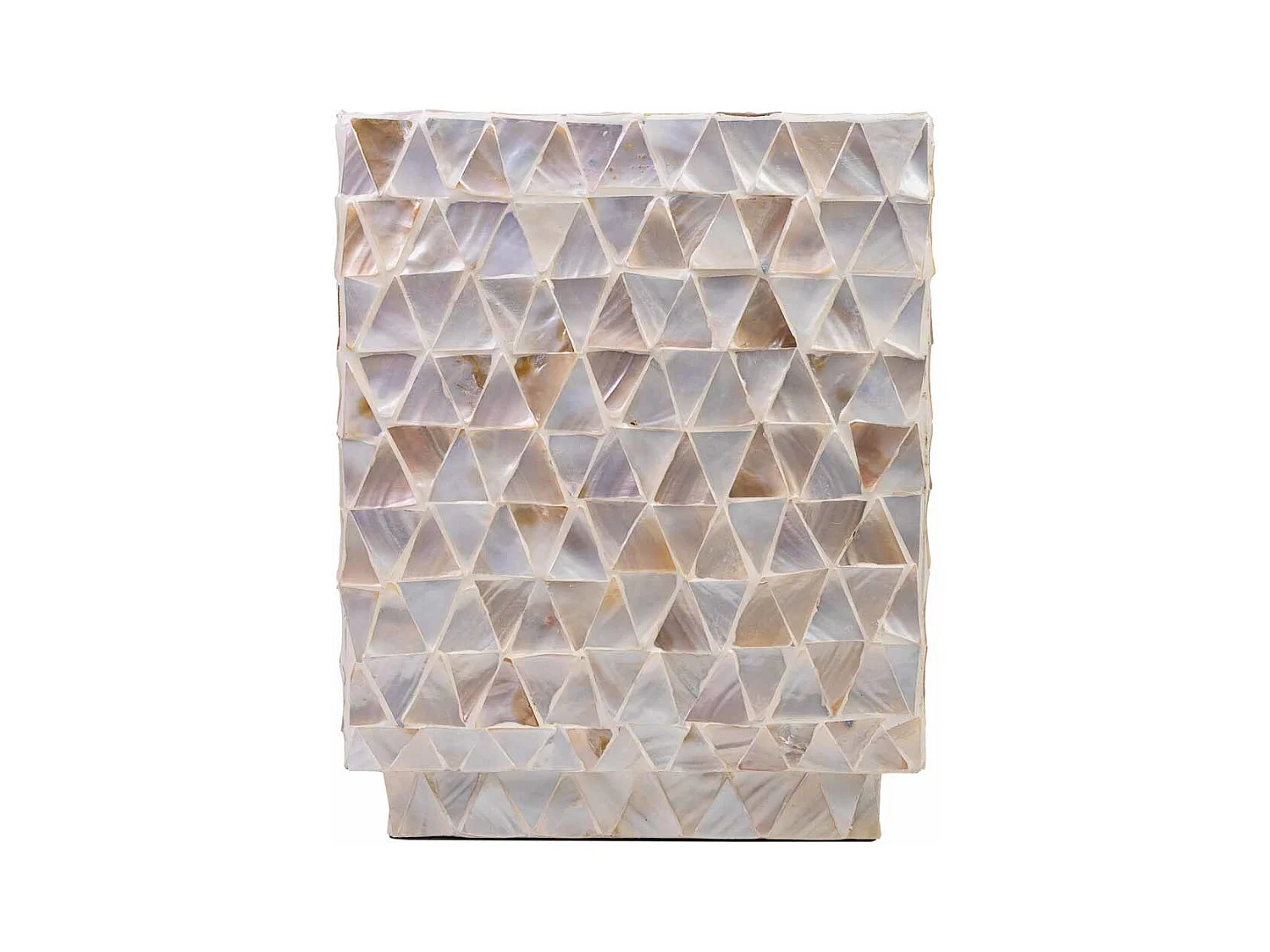 Tabouret en bois et nacre beige 35x35x45h cm