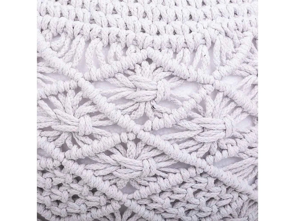 Weißer geflochtener Baumwoll-Puff 45x45x33h cm