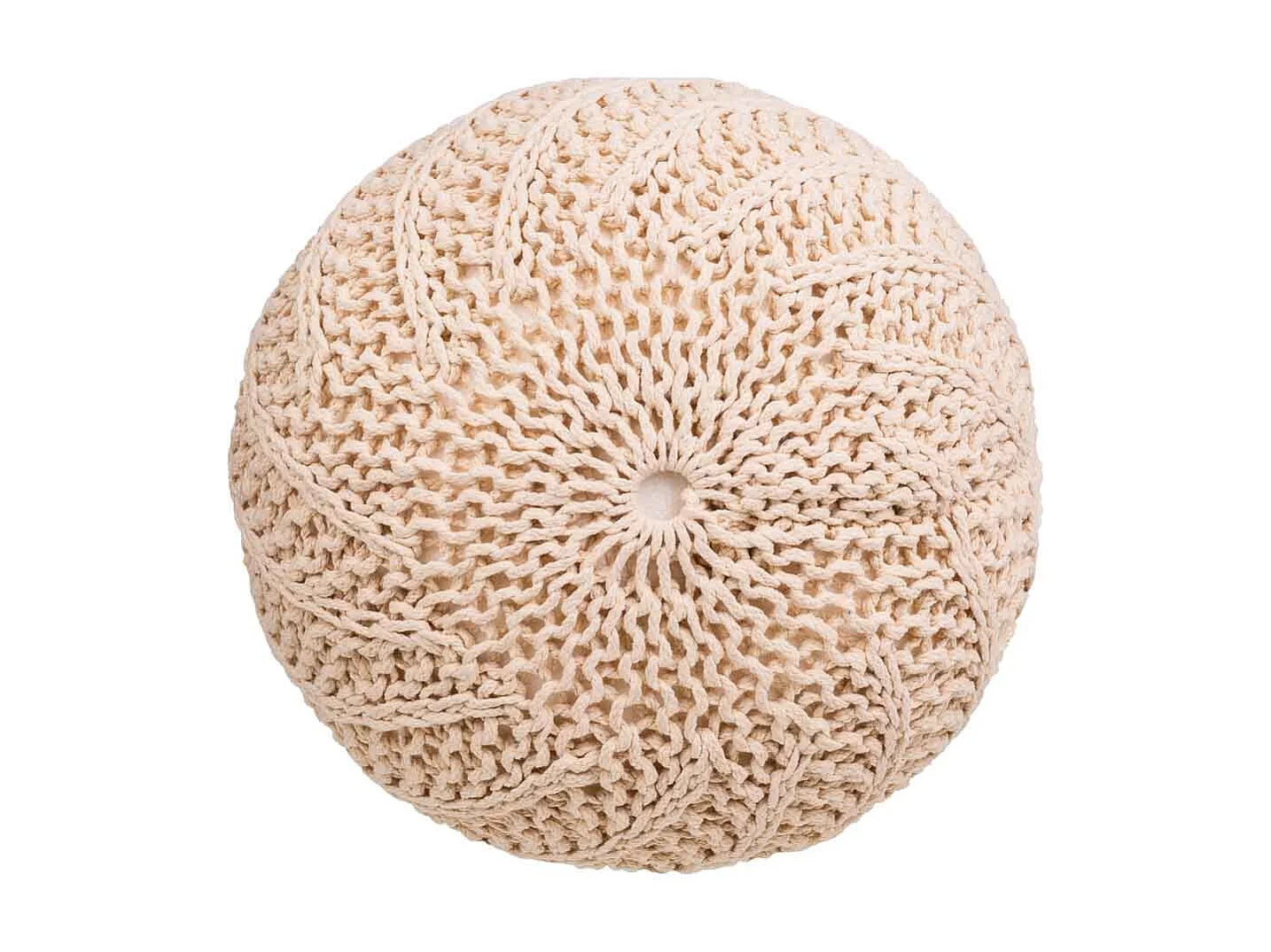 Cremefarbener geflochtener Baumwoll-Puff, 45 x 45 x 30 cm