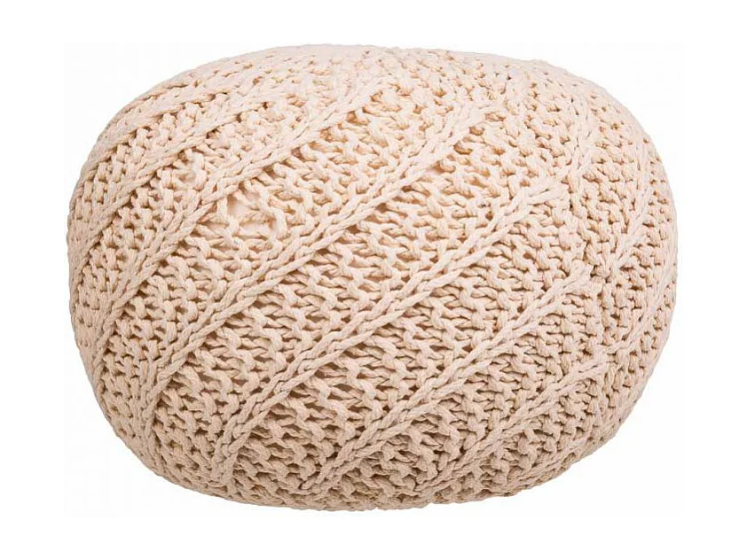 Puff de algodão trançado creme 45x45x30
