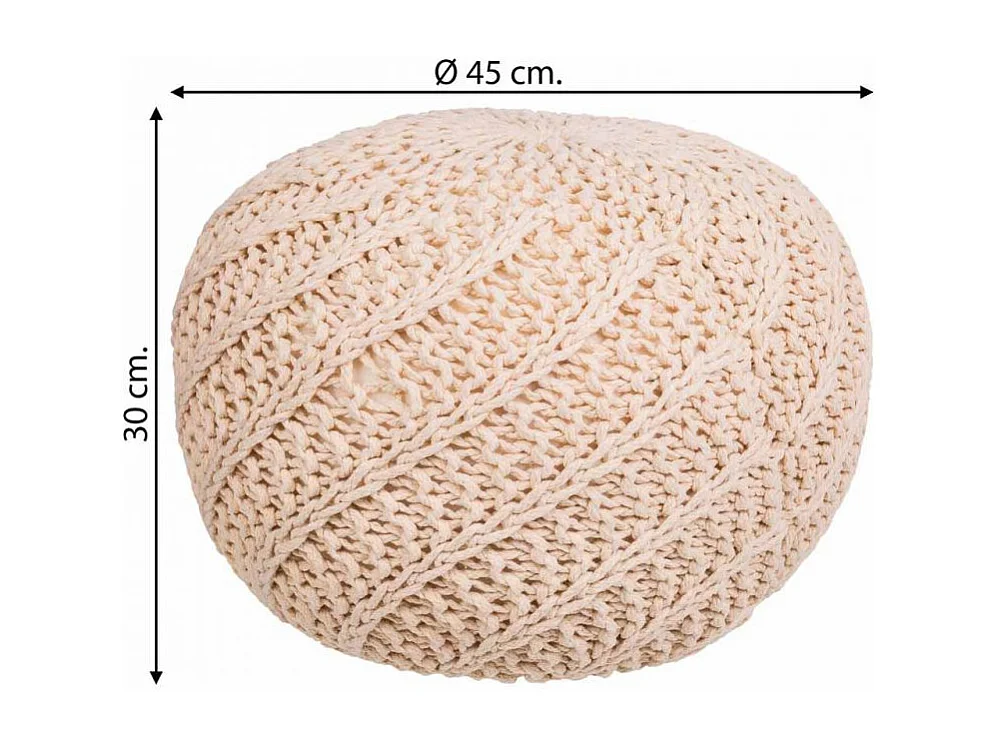 Puff de algodão trançado creme 45x45x30