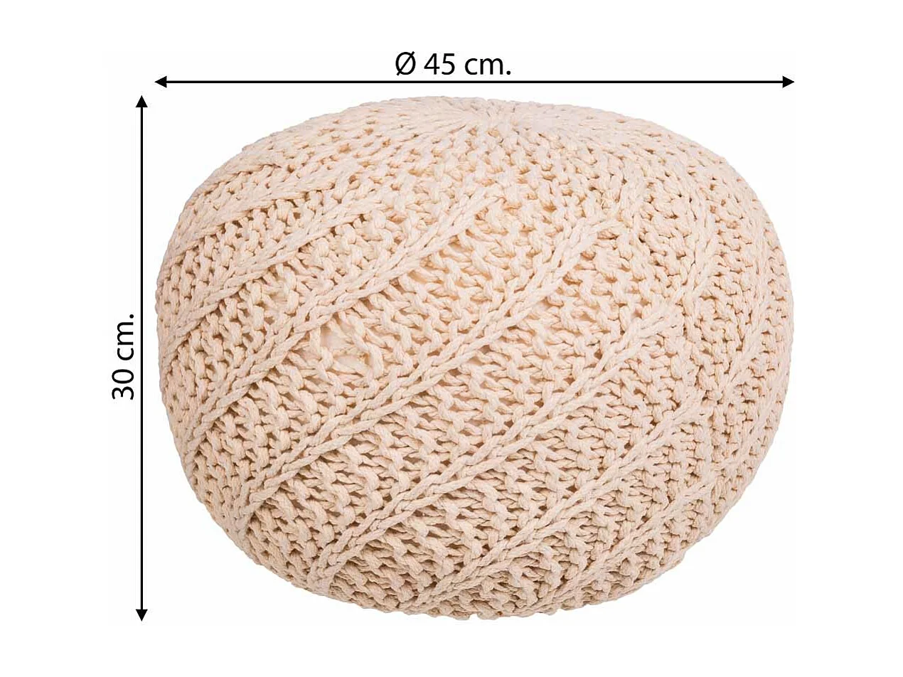 Puff de algodão trançado creme 45x45x30