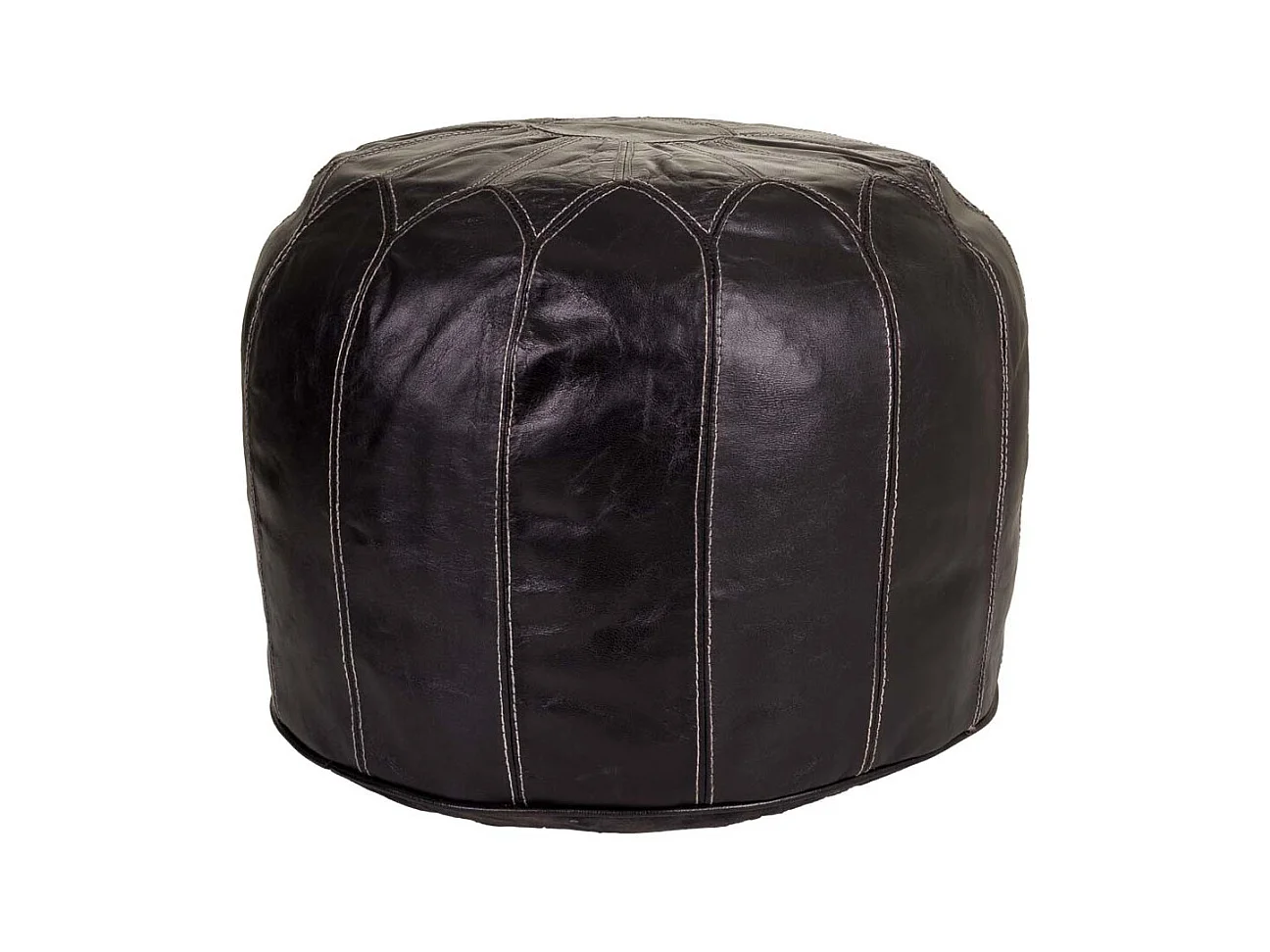 Pouf en cuir marron 48x48x35h