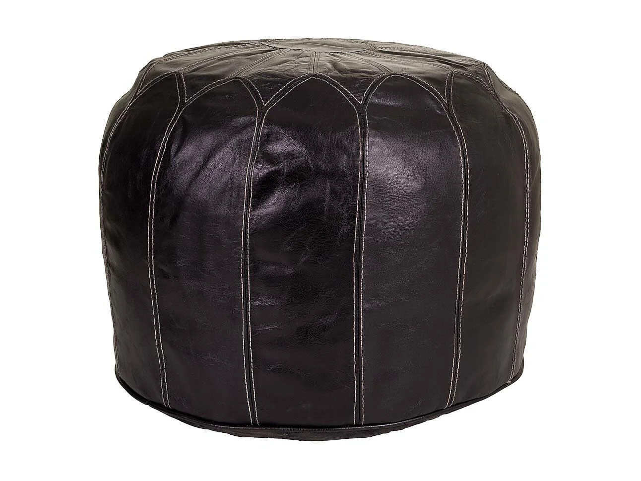 Pouf in pelle marrone 48x48x35h