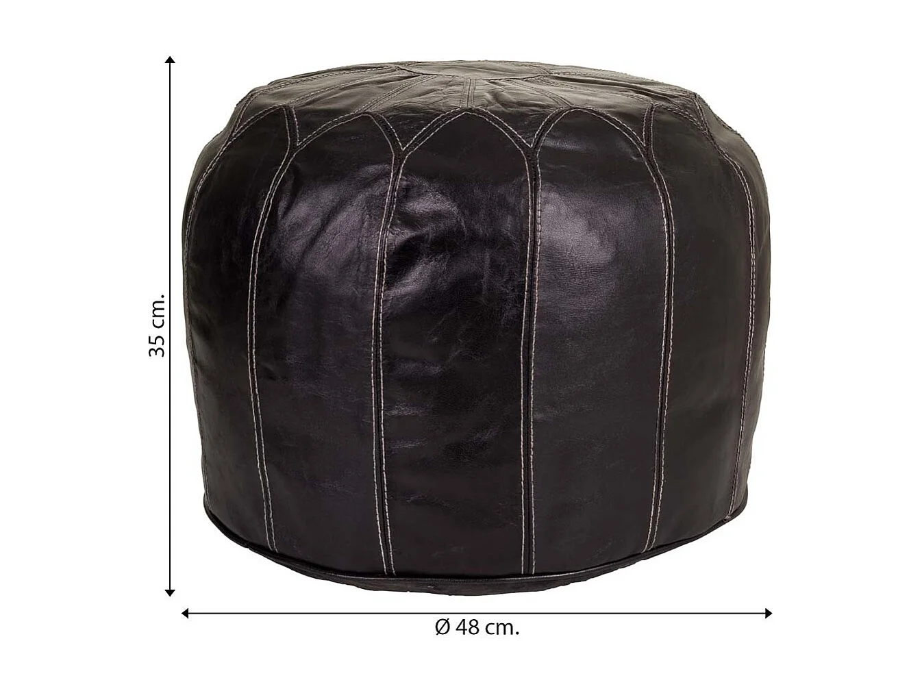 Pouf in pelle marrone 48x48x35h