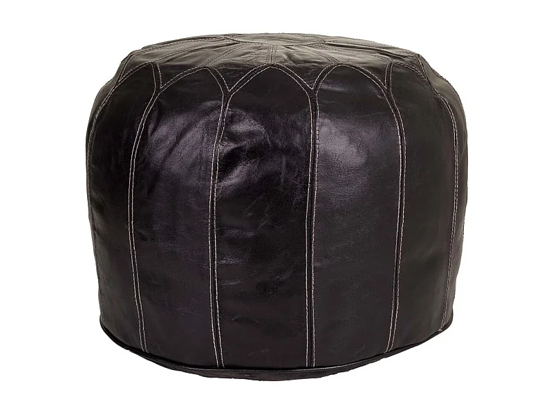 Pouf in pelle marrone 48x48x35h