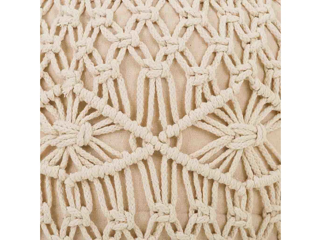 Cremefarbener geflochtener Baumwoll-Puff, 50 x 50 x 30 cm