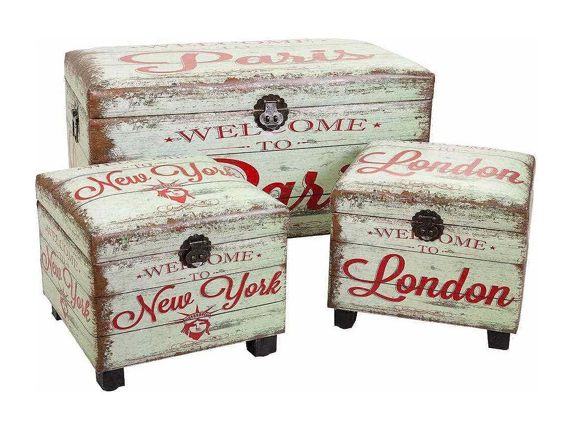 Set di 3 sgabelli in legno