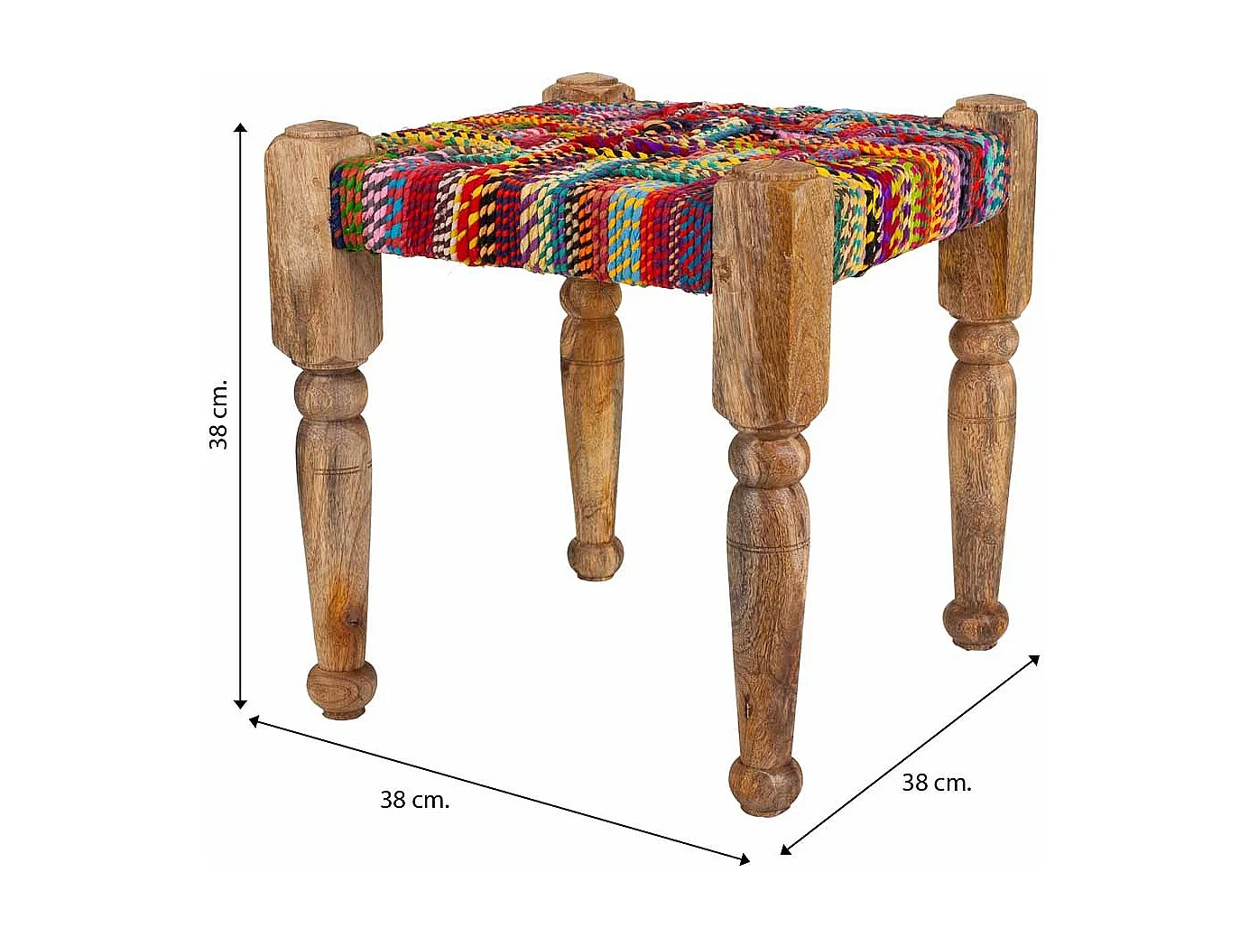 Geflochtener Seilhocker 38x38x38h cm