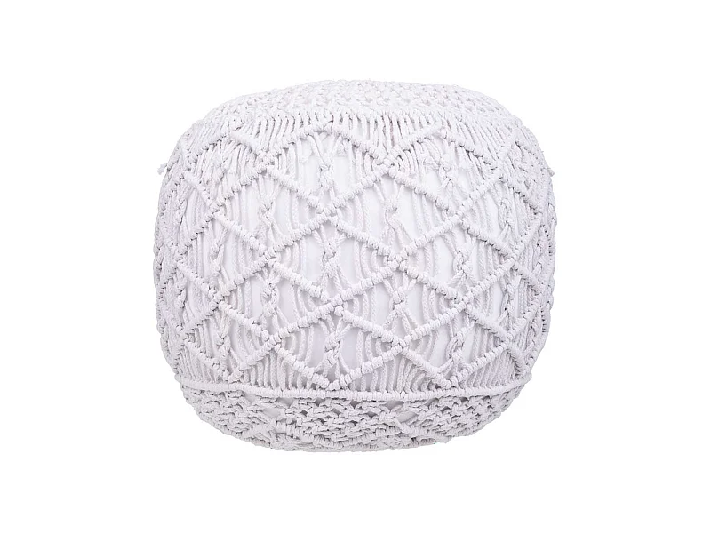 Weißer geflochtener Baumwoll-Puff, 45 x 45 x 40 cm