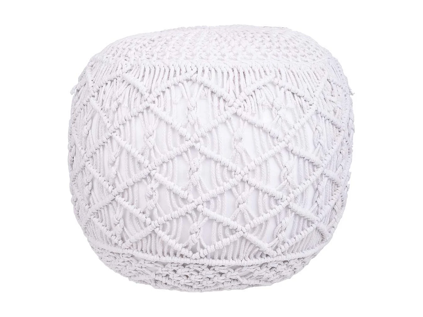 Puf in cotone intrecciato bianco 45x45x40h