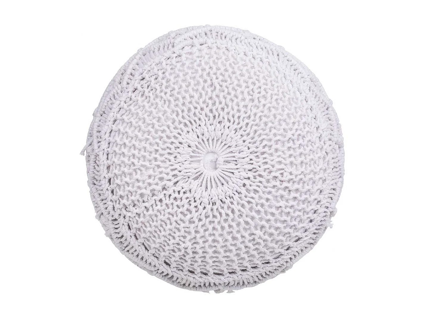 Puf in cotone intrecciato bianco 45x45x40h