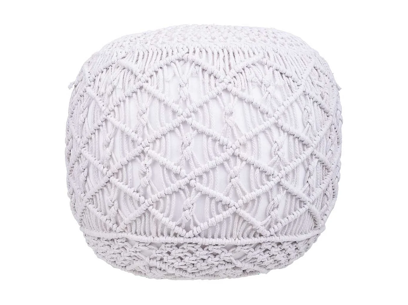Weißer geflochtener Baumwoll-Puff, 45 x 45 x 40 cm