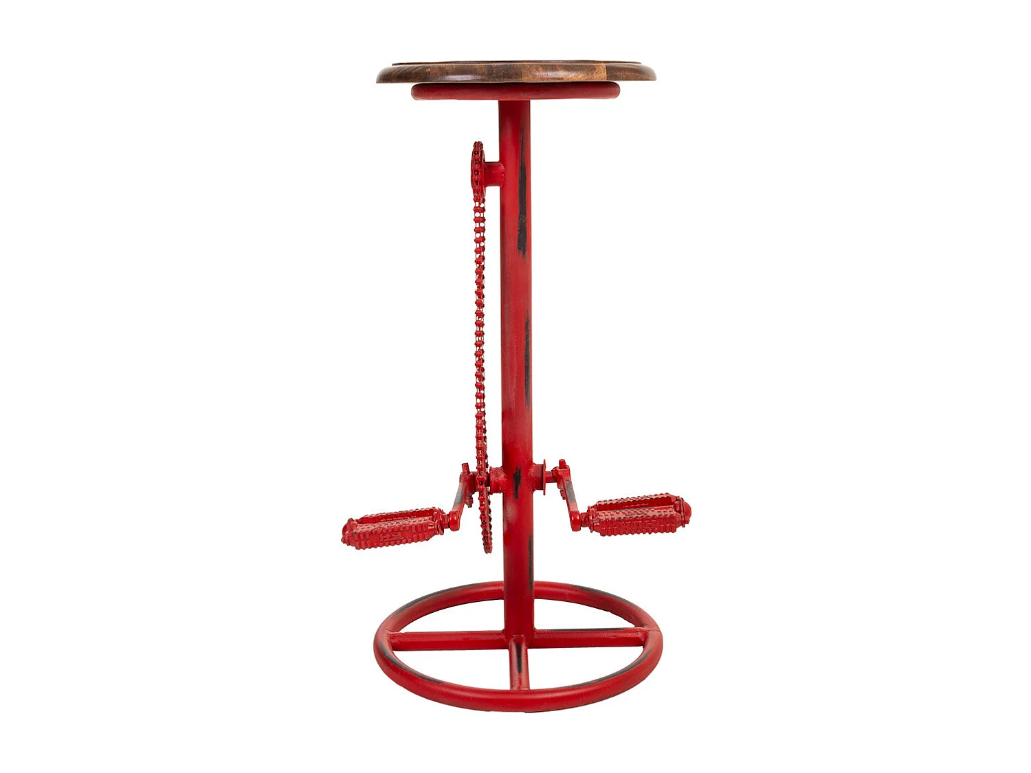 Banco de madeira e metal lacado vermelho 40x40x73h cn