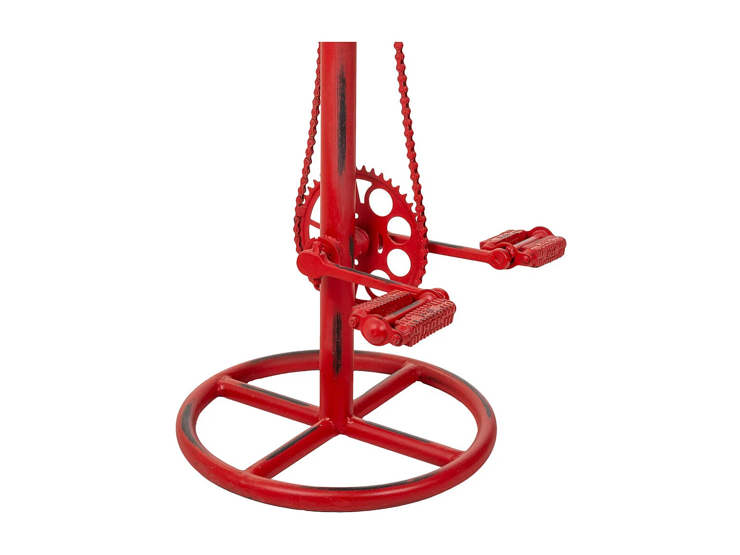 Banco de madeira e metal lacado vermelho 40x40x73h cn