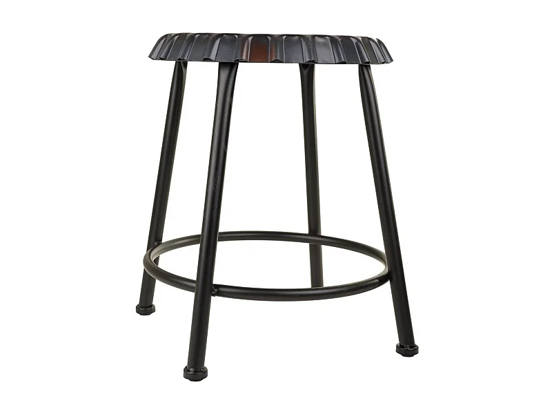 Banqueta redonda de metal preto d35x46h cm