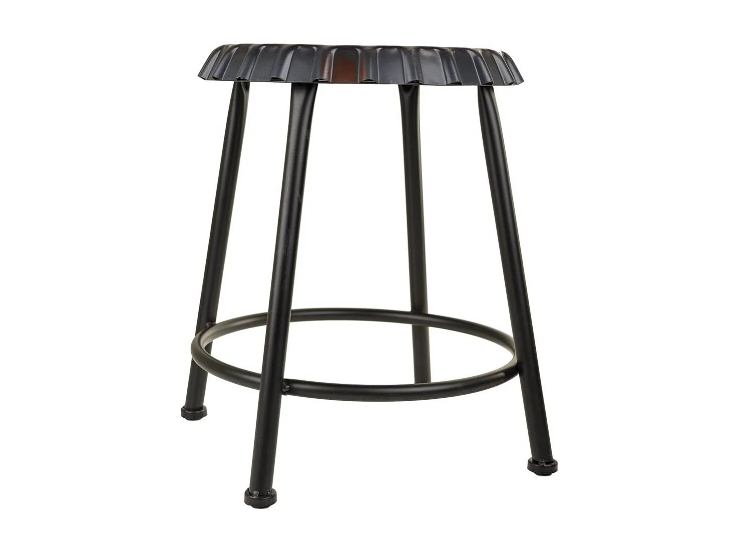 Runder schwarzer Metallhocker, Ø35 x H46 cm