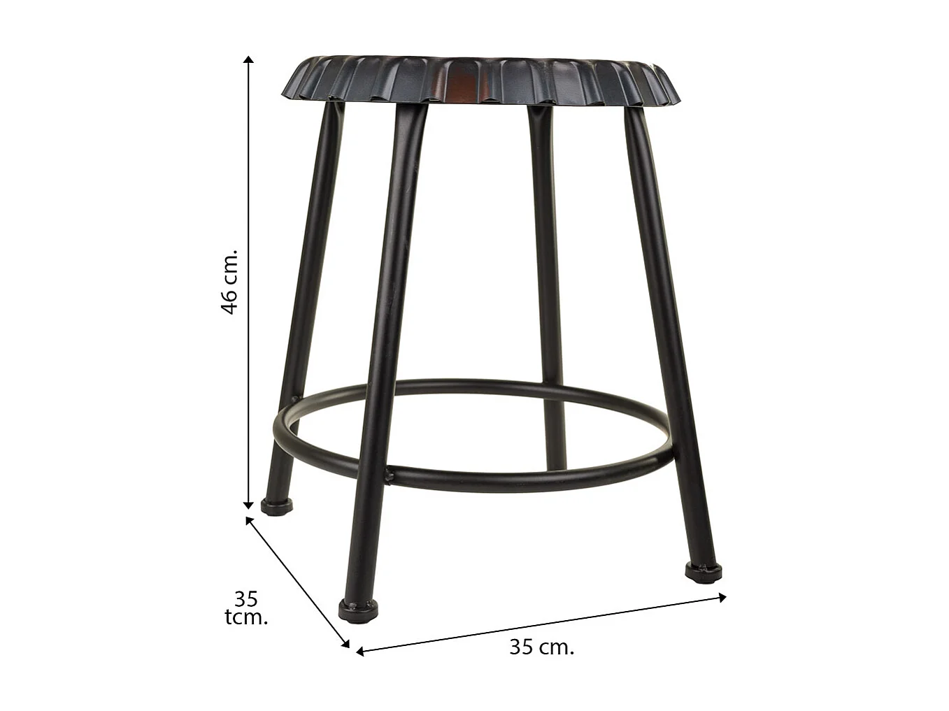 Runder schwarzer Metallhocker, Ø35 x H46 cm