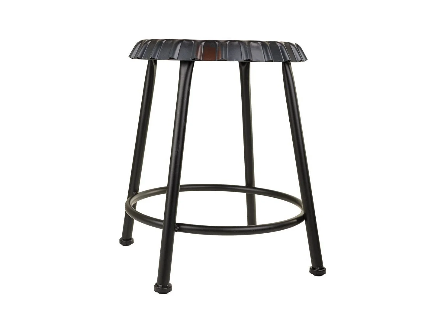 Tabouret rond en métal noir d35x46h cm