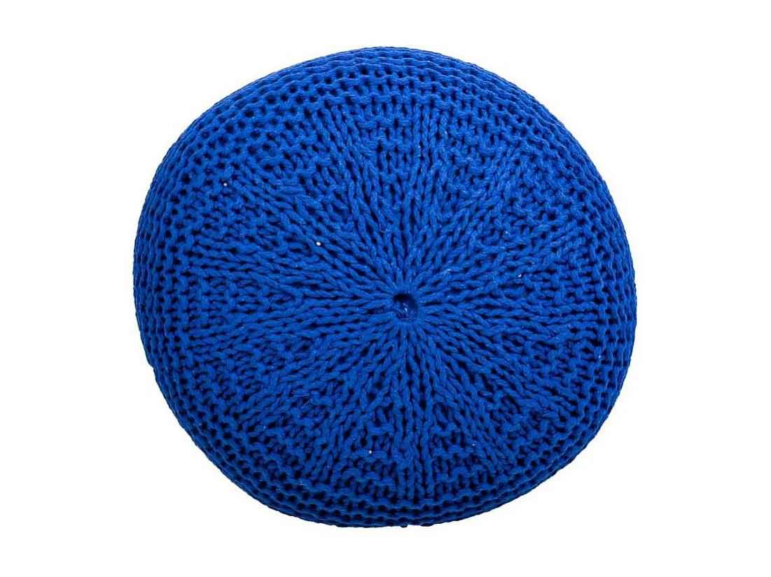 Pouf en coton tressé bleu 38x38x28h