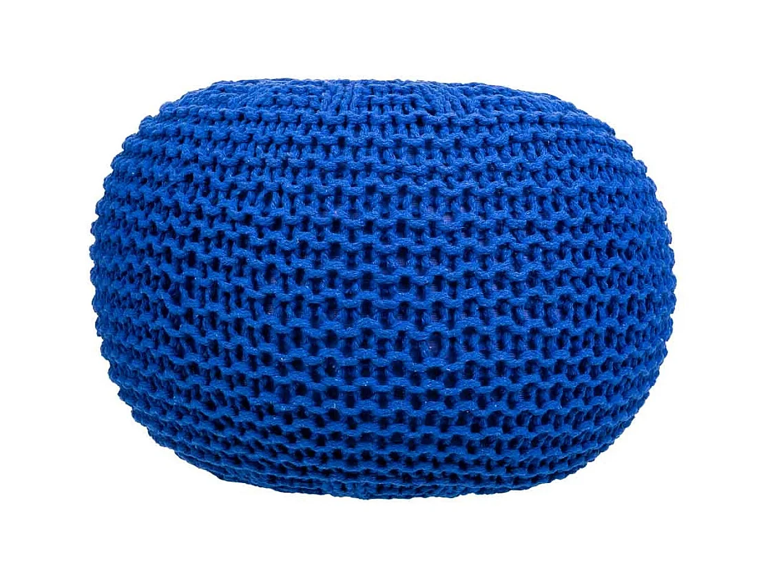 Pouf en coton tressé bleu 38x38x28h