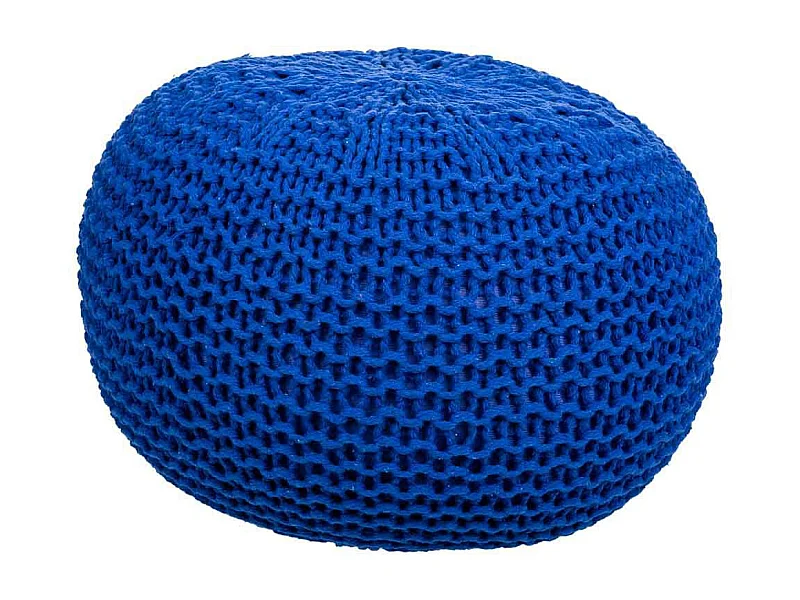 Pouf en coton tressé bleu 38x38x28h
