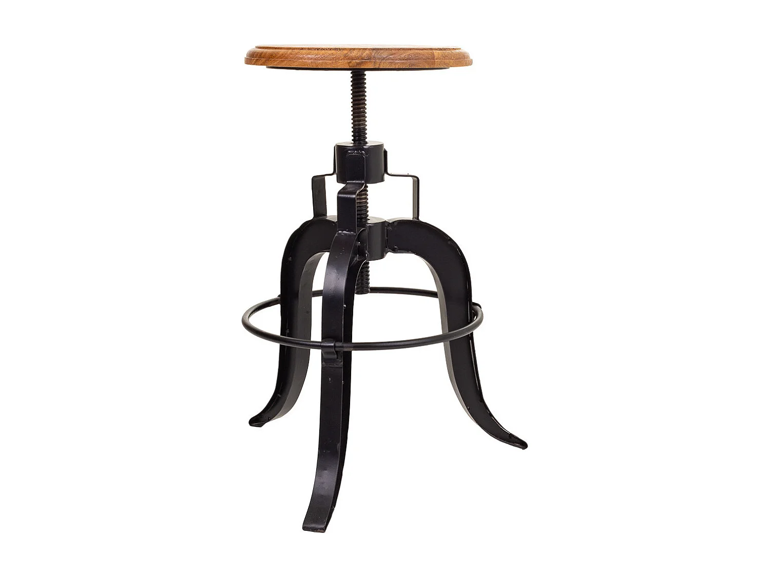 Hocker aus schwarzem Holz und Metall, 33x33x64h cm