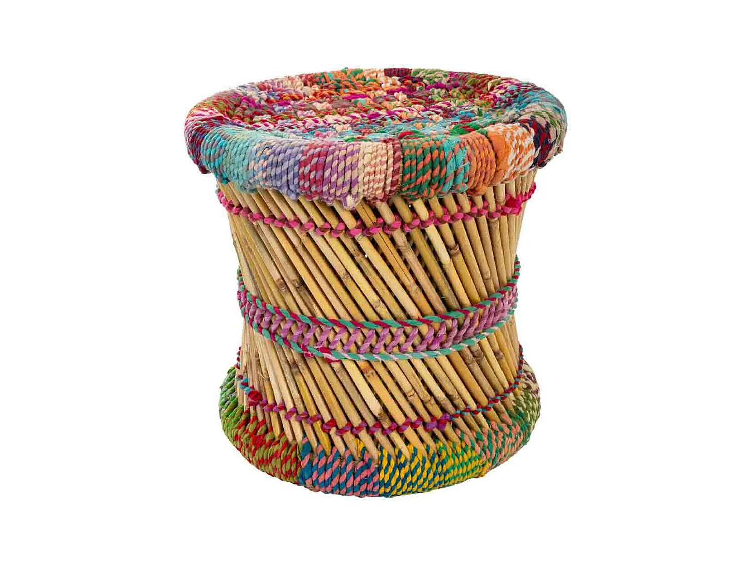 Ensemble de 2 tabourets en bambou multicolores
