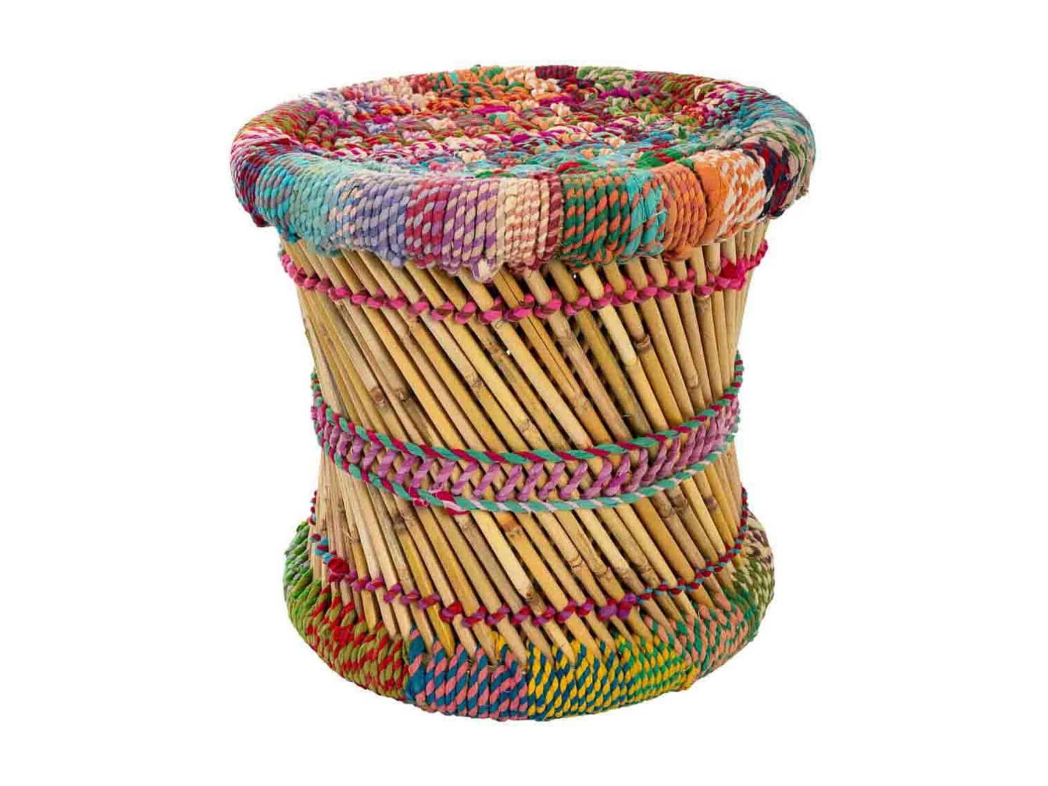 Set 2 taburetes de bambú multicolor