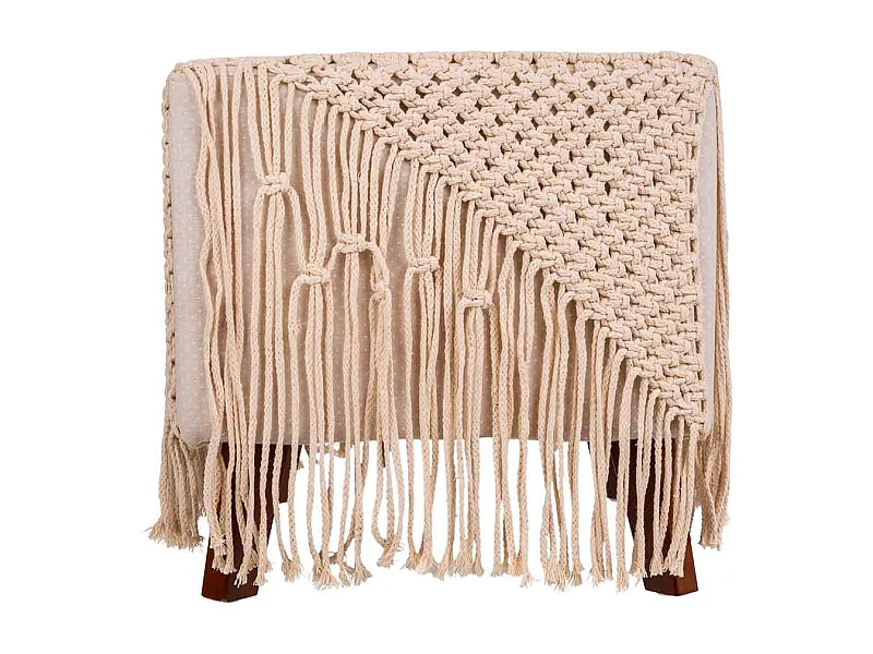 Puf in cotone intrecciato panna 45x45x45h