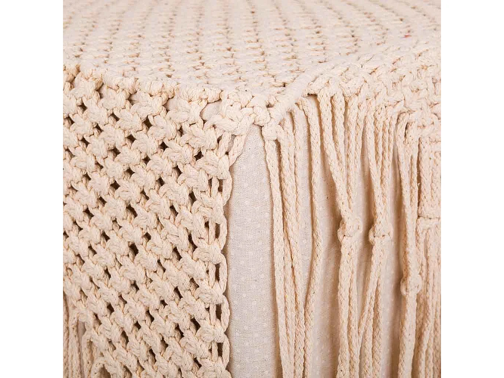 Puf in cotone intrecciato panna 45x45x45h