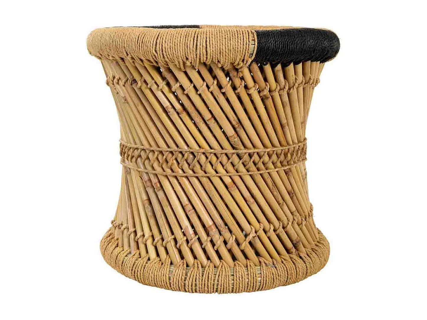 Set di 2 sgabelli marroni in bambù e corda