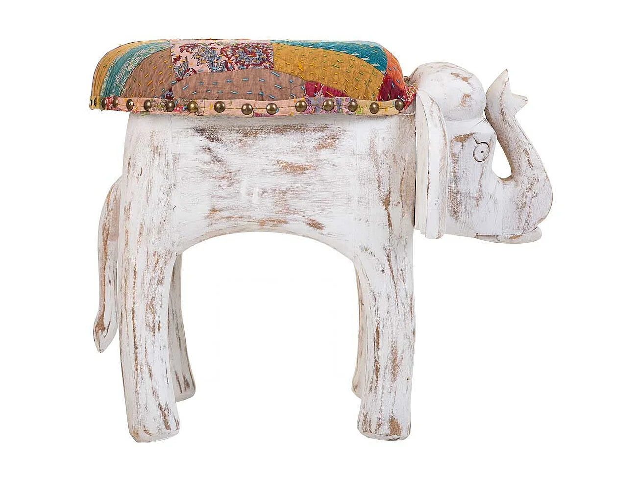 Weißer Holzhocker 36x51x37h cm