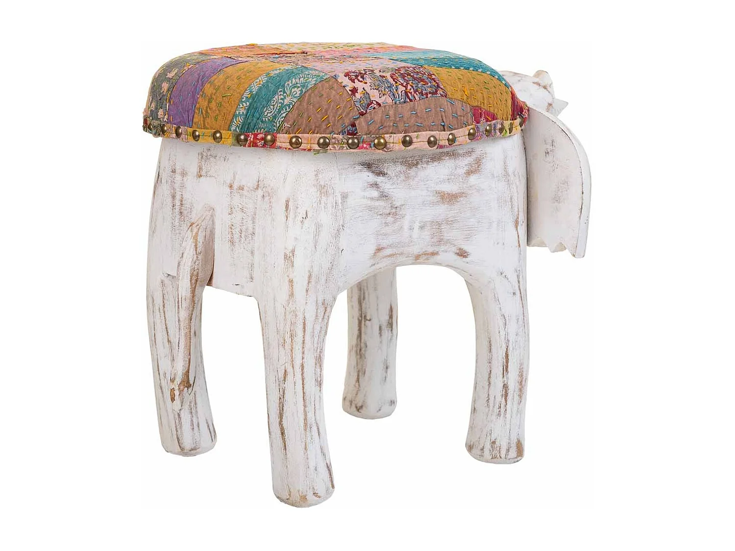 Weißer Holzhocker 36x51x37h cm