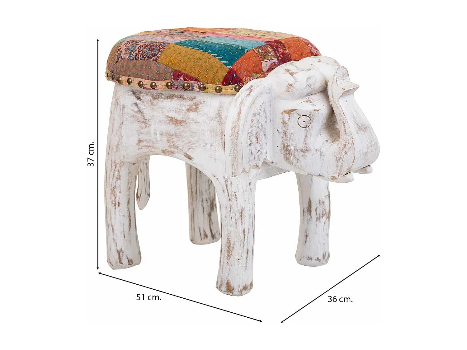 Banqueta de madeira branca 36x51x37