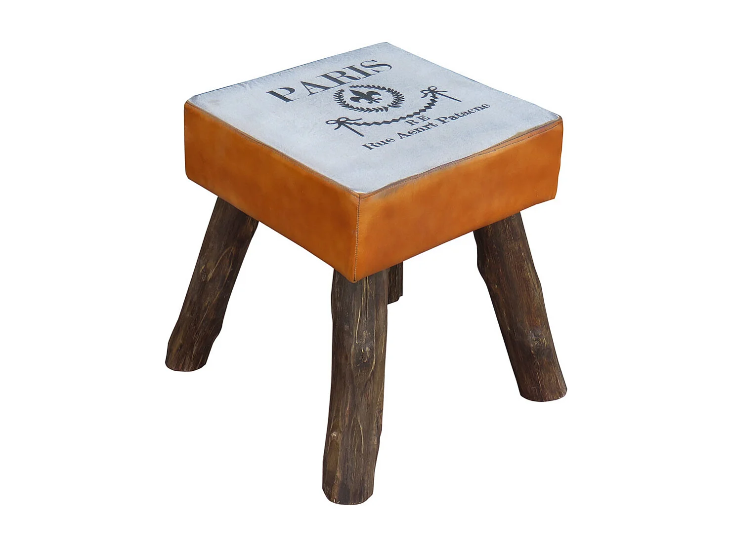 Sgabello imbottito marrone 44x44x45h