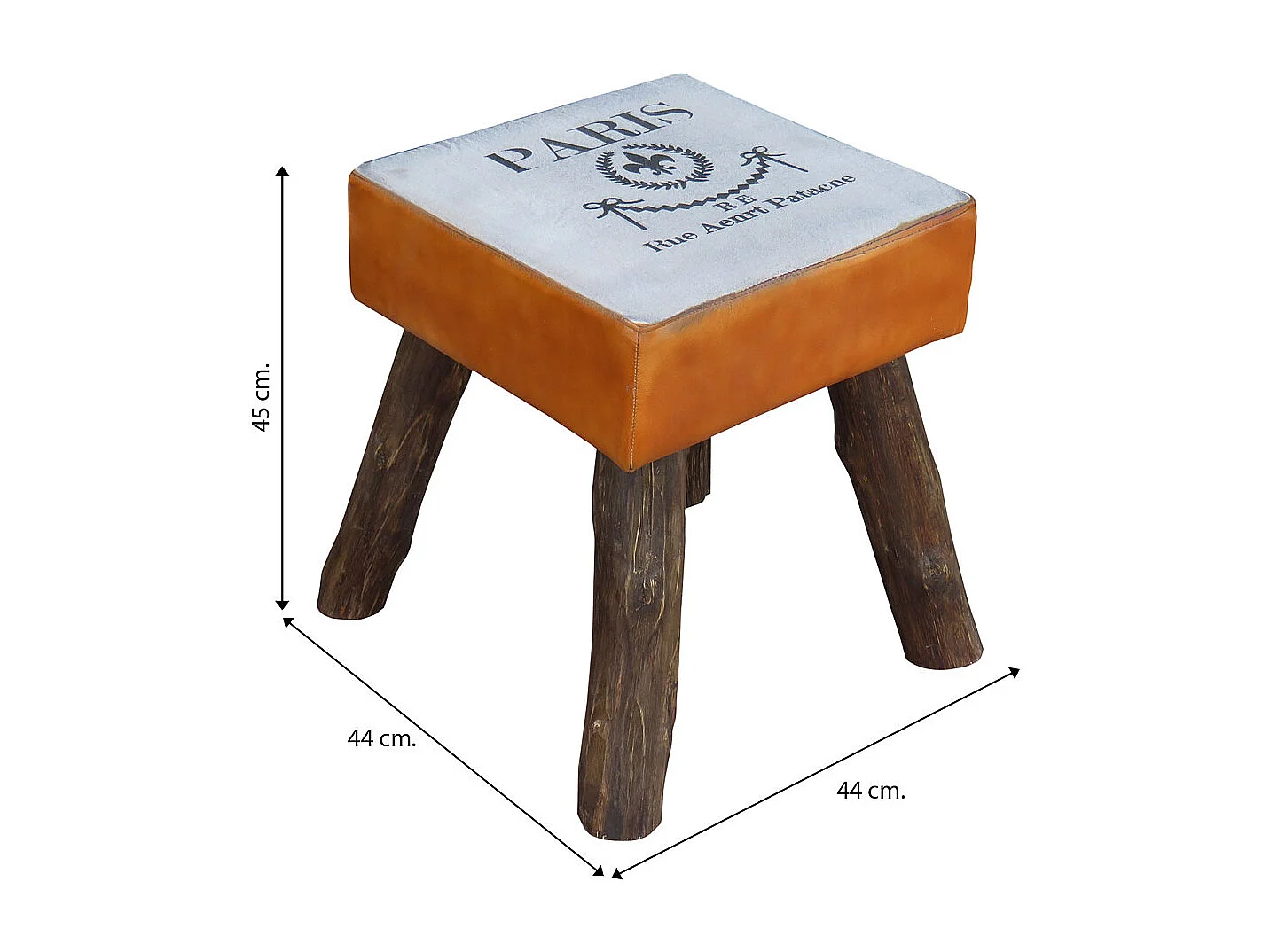 Tabouret tapissé marron 44x44x45h